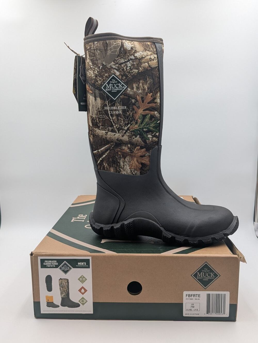 Muck Fieldblazer Classic Mens Size 7 Realtree Edge Camo Waterproof Hunting Boots